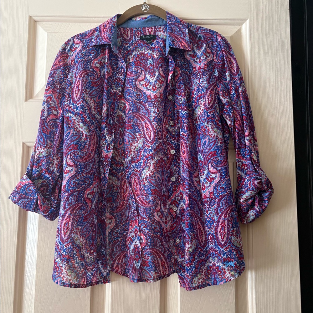Talbots Red and Blue Paisley Shirt